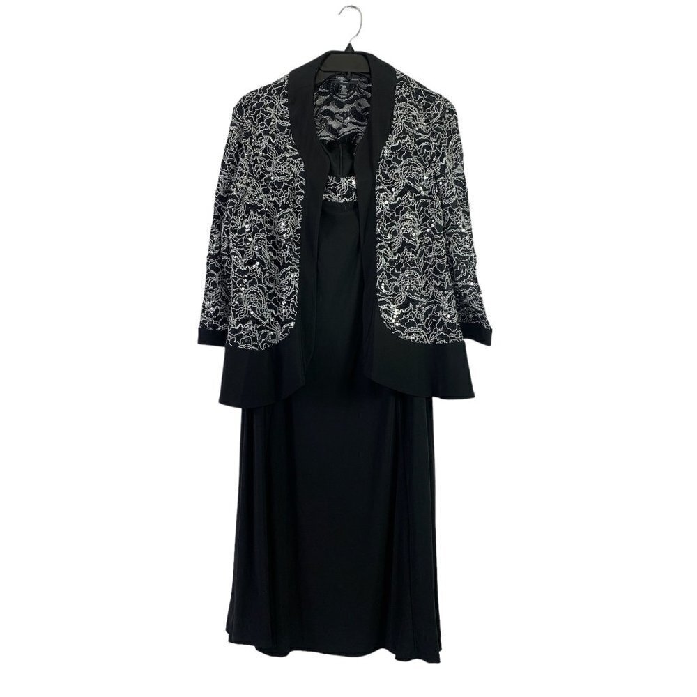 R&M Richards Women's Black & White Casual Dress & Cardigan